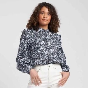 NWT Erdem X Universal Standard Long Sleeve Kalina Shirt Chambray Bud Size XS